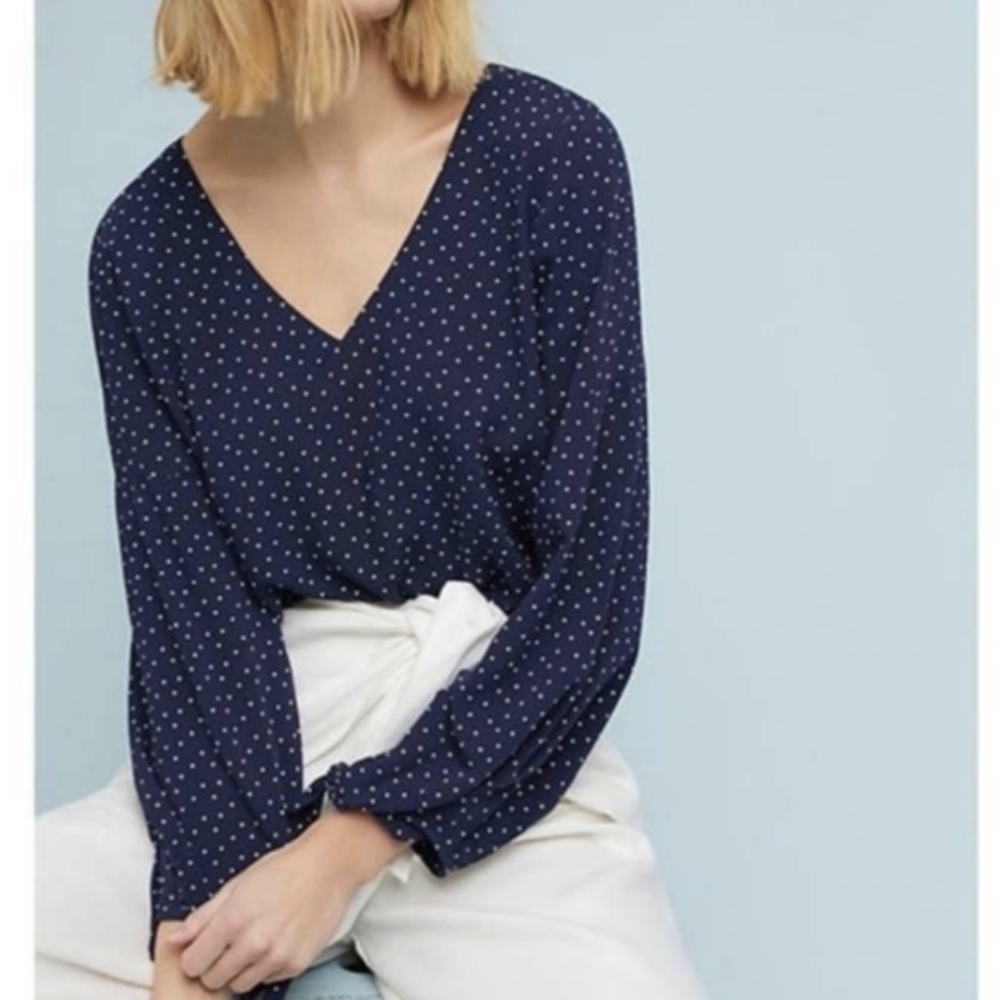 Anthropologie Maeve Pernille Polka Dot Blouse